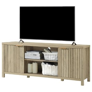 GustoWave TV Console Table for up to 65 Inch TVs, Mid Century Modern TV Stand with Storage Cabinets & Open Shelves - 1 of 4