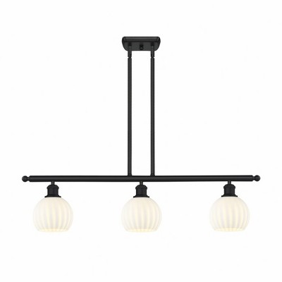 White Venetian - 3 Light Stem Hung Island In Modern Style-8.5 Inches Tall and 36 Inches Wide