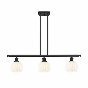White Venetian - 3 Light Stem Hung Island In Modern Style-8.5 Inches Tall and 36 Inches Wide - 1 of 1
