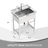 Karl Home 28.3 in. Freestanding Single Basin Stainless Steel Utility Sink with Shelves - 2 of 4