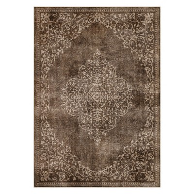 Vintage Floral Pattern Area Rug Machine Washable, for Living Room, Non Slip Rugs for Bedroom, Carpet for Office Dining Room