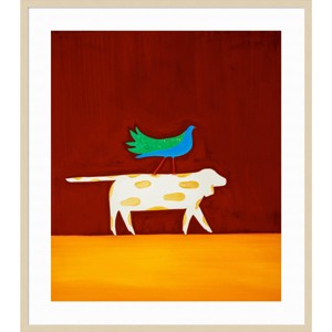 36" x 41" Dog and Bird by Cristina Rodriguez Wood Framed Wall Art Print - Amanti Art: Giclee, Modern Decor, Animal Theme - 1 of 4