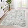 Floral Boho Runner Rug - Non-Slip Low-Pile Soft Carpet for Hallway, Kitchen Bathroom Nursery Office Dining Room Entryway - 2 of 4