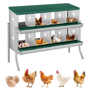 Chicken Nesting Boxes, Two-Tier Metal Chicken Egg Laying Box,Large Vented Holes for Egg Collection - 1 of 4
