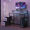 Famapy LED Gaming Desk Computer Desk with Metal Frame, Built - in Power Outlet, Drawers, and Elevated Dual - Layer Desktop - 2 of 4