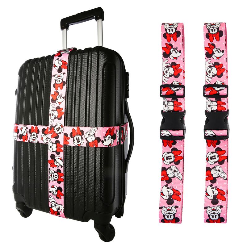 Disney Minnie Mouse Luggage Strap 2-Piece Set Officially Licensed, Adjustable Luggage Straps from 30'' to 72'', 1 of 8