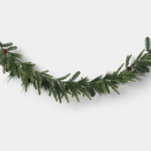 6' Christmas Unlit Icy Glitter Mixed Green with Pinecones Garland - Wondershop™ - 1 of 3