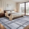 Large 9x12 Machine Washable Rug with Rubber Backing Stain-Resistant Geometric Dining Room Rug Ultra-Soft Plaid Neutral Accent Carpet for Living Room - 2 of 4
