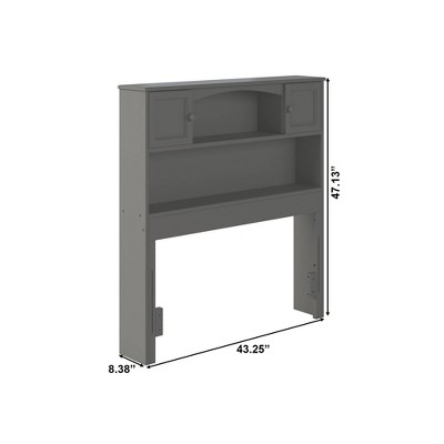 Gray Twin Wood Bookcase Headboard with Storage