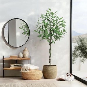 Artificial Tree Plant Eucalyptus Tree 5 FT Tall, Modern Large Fake Plant Decor in Pot for Indoor Outdoor,Home Office Ideal Housewares,Eucalyptus Tree - 1 of 4