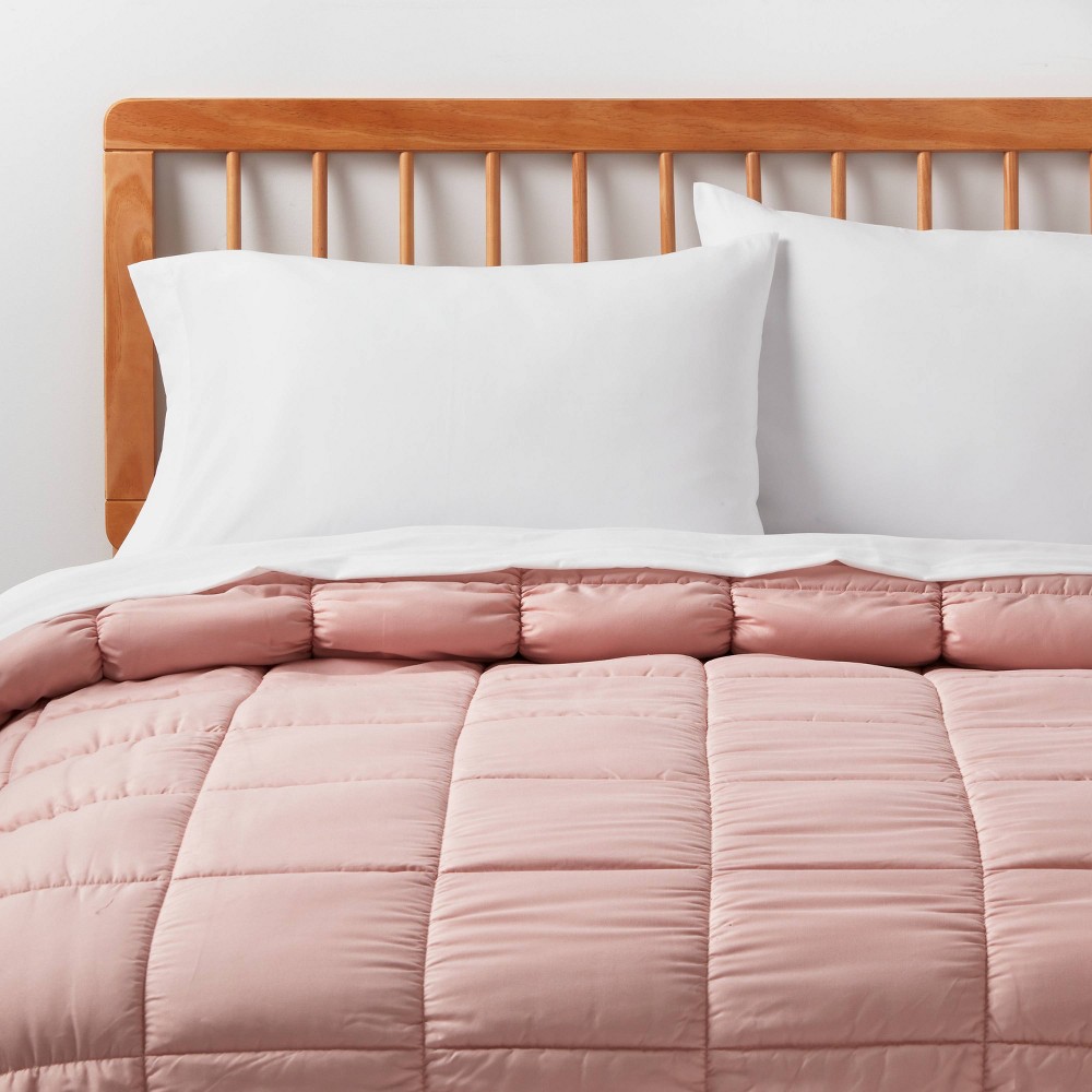 King Box Stitch Puffer Comforter King Pink - Room Essentials™