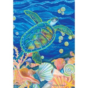 Swimming Sea Turtle Summer Garden Flag Nautical 18" x 12.5" Briarwood Lane - 1 of 4