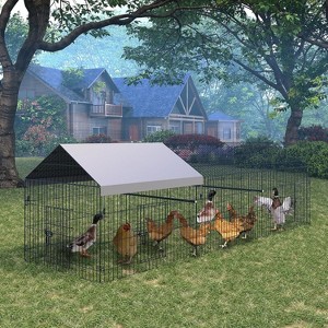 Metal Chicken Coop, Portable Chicken Run with Waterproof UV-Resistant Cover, Outdoor Poultry Cage for Backyard/Farm, for Chickens Rabbits Ducks - 1 of 4