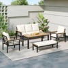 VisioGear 5 Pieces Patio Furniture Set with 3-Seat Sofa, Patio Conversation Sets with Cushions for Backyard, Poolside, Garden, 52"*26"*23.6" - 4 of 4