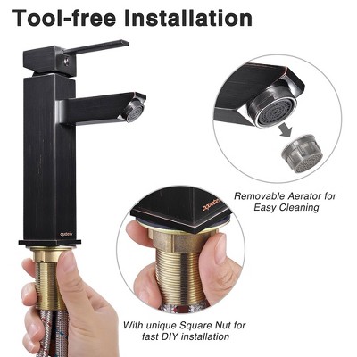 Oil Rubbed Bronze Single-Hole Bathroom Faucet with Lever Handle