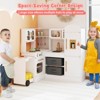 Costway Corner Kitchen with Lights and Sounds Interactive Wooden Playset Toy Kitchen Set Brown/Pink/White - 2 of 4