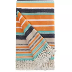 PiccoCasa Decorative Throw Blanket with Fringes in Stripe Design Acrylic Throws 51x67 Inches Multicolor