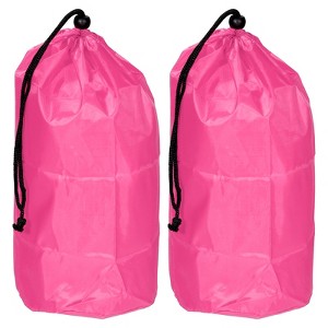 Unique Bargains Storage Bag with Drawstring Strap 2 Pcs Pink - 1 of 4