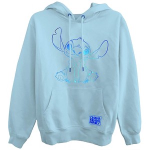 Ladies Lilo and Stitch Sweatshirt - Ladies Classic Lilo and Stitch Ohana - Fashion Hoodie Sweatshirt With Foil (Light Blue Foil, XX-Large) - 1 of 4
