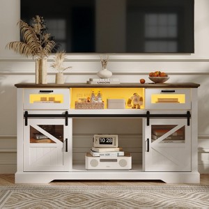 TV Stand for TVs up to 65 Inch, Media Console Table with Adjustable Led Light, Media Entertainment Center, White - 1 of 4