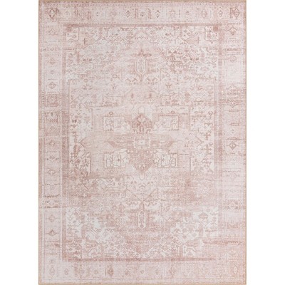 Ivory and Beige Chenille Rectangular Area Rug, 7' x 10'