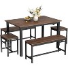 5-Piece Extendable Dining Table Set for 4-8 People,Kitchen Table with 2 Benches & 2 Stools, Space Saving Modern Dining Room Furniture,Metal Frame - 2 of 4