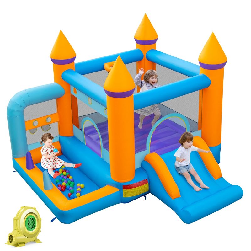 Costway 5-in-1 Inflatable Bounce Castle Kids Jumping Bouncer with Ocean Balls & 735W Blower, 1 of 11
