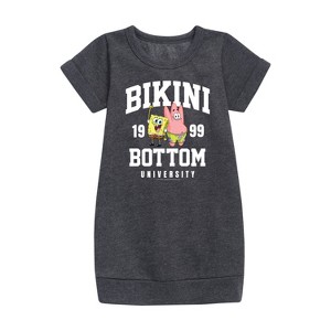 - SpongeBob SquarePants - Bikini Bottom University Graphic Short Sleeve Fleece Dress - 1 of 4