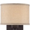 Franklin Iron Works La Pointe Farmhouse Rustic Wall Light Sconce Oil Rubbed Bronze Hardwire 6 3/4" Fixture Oatmeal Linen Drum Shade for Bedroom Home - 3 of 4