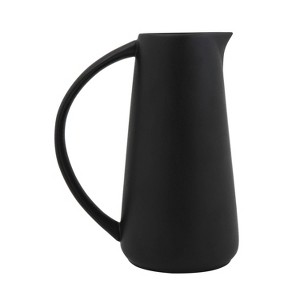 9" x 5" Stoneware Pitcher Black - Storied Home: Decorative Ceramic, Dishwasher-Safe, for Cold Drinks - 1 of 2