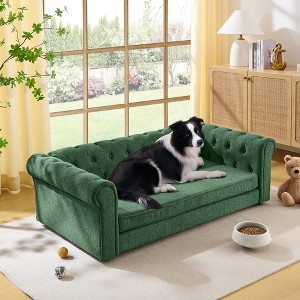 KWPZQEB Rectangular pet bed, Elevated Plush Dog Couch for Big and Oversized Dogs, Modern and Fashionable Linen Fabric Dog Sofa - 1 of 4