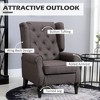 Aghana Digitals Dark Brown Fabric Accent Chair with Diamond Tufting, Round Armrests & Wood Legs - - 4 of 4