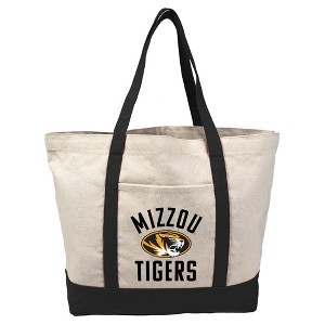 University of Missouri Mizzou Tigers Arched School Name Canvas Tote Bag With External Pocket, Reusable Shoulder Bag for Shopping, School, Beach - 1 of 4