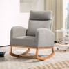 Rocking Chair , Rocker Armchair, Sturdy Frame, Comfy Cushion, High Backrest, with Rubber Wood Legs and Side Pockets, for Living Room, Bedroom - 4 of 4
