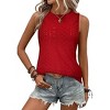 Zeagoo Tank Tops for Women Sleeveless Eyelet Shirts High Neck Cute Summer Top Loose - 2 of 4