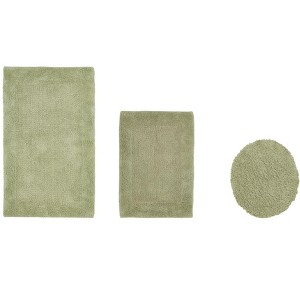 Edge Bath Rug 100% Premium Cotton Ultra-Soft Water Absorbent Tufted Solid Reversible 3 Piece Bathroom Rug Set for Machine Washable Bathmat - 1 of 4