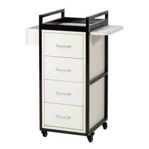 Karl Home Rolling Salon Trolley Cart with 4 Drawers and Tool Holders Black - 1 of 4