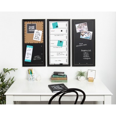 Black Framed Magnetic Dry Erase Weekly Calendar with Marker