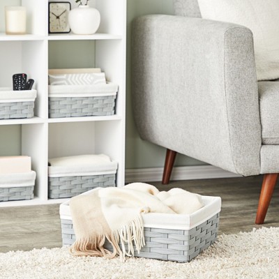Gray Wicker Nesting Storage Baskets with Cloth Lining, Set of 5