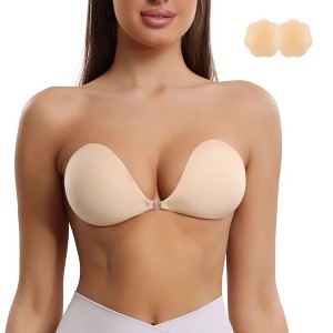 Niidor Adhesive Bra Strapless Sticky Invisible Push up Silicone Bra for Backless Dress with Reusable Nipple Covers - 1 of 4