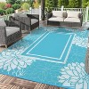 Outdoor Plastic Straw Rug Stain-Resistant Camping Rug, Waterproof Modern Bordered Floor Mats for RV Porch Deck Balcony Beach - 2 of 4