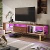 Bestier 70''TV Stand for 75''TV, Modern LED Entertainment Center with Open Storage & Drawer, High Gloss Media Console Table for Living Room - 2 of 4