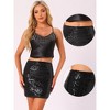 INSPIRE CHIC Women's Sparkle Stretchy Bodycon High Waisted Shiny Glitter Night Out Party Pencil Sequin Mini Skirt - 2 of 4