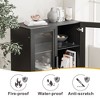 67x62x16 Wood Accent Sideboard Cabinet in Black, Storage Organizer with Adjustable Shelves and Glass Doors for Kitchen Bedroom Living/Dinning Room - 4 of 4