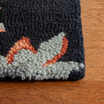 Black Floral Hand-Tufted Wool Runner Rug 2'3" x 8'