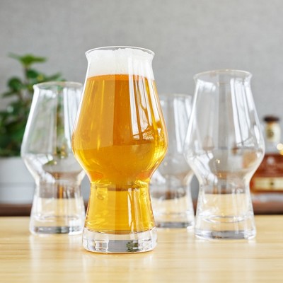 True Clear Glass IPA Beer Pint Glasses Set of 4