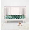 Bacati - Chevron Ikat Navy Green 100 percent Cotton Universal Baby US Standard Crib or Toddler Bed Fitted Sheet - 4 of 4