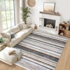 Modern Area Rug 6x9 Washable Striped Accent Carpet with Non-Slip Backing, Stain-Resistant Low Pile Indoor Mat, Foldable Contemporary Throw Rug - 2 of 4