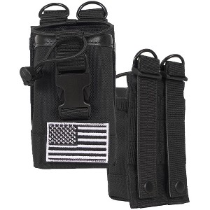 Nakedcellphone Radio Pouch Holster Holder Case (with Molle Strap Harness System and Quick Release Buckle) - Black - 1 of 4