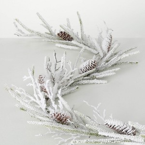 72"L Sullivans Artificial Flocked Pine Twig Christmas Garland, White, Indoor Christmas Decor - 1 of 3
